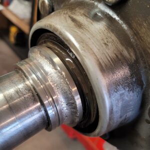 Rear axle shaft inspection during Toyota Tundra wheel bearing service